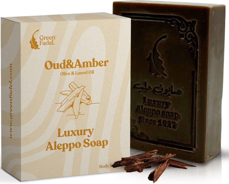Green Fadel - Luxury Aleppo Zeep - 100 Gram - Oudh & Amber