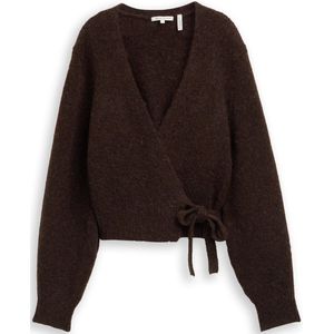 TOM TAILOR - Cardigan - Soft Chocolate Brown Melange - Gebreide Jas - Dames