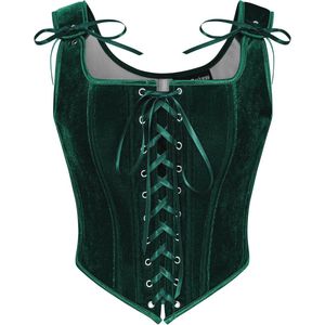 Dameskorset met middeleeuwse en renaissance-invloeden - vintage velours bustier met vetersluiting