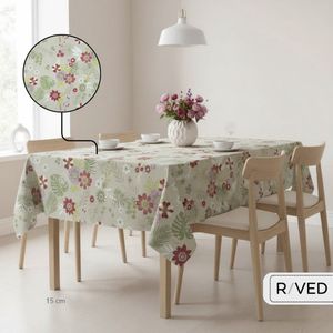 Raved Tafelzeil – 140 cm x 140 cm – Wilde Bloemen Groen – PVC – Afwasbaar
