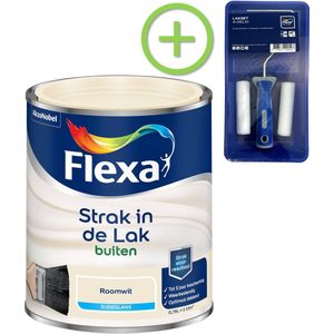 Flexa - Flexa Strak in de Lak Zijdeglans - Buiten - Roomwit - 750 ml + Lakroller