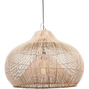 Rotan hanglamp Twisk | 1 lichts | bruin / naturel | hout | Ø 50 cm | eetkamer / eettafel lamp | modern design