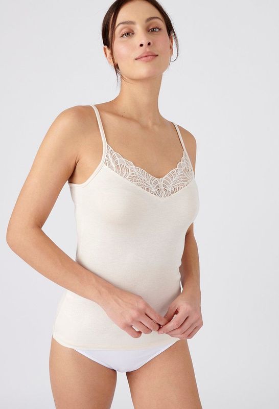 Damart - Thermolactyl Sensitive - Onzichtbaar Kanten Hemdje - Beige - Dames
