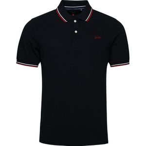 Superdry Vintage Tipped S/S Polo Heren Poloshirt - Donkerblauw/Rood - Maat M