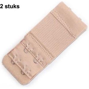 CHPN - CHPN - Verlengstukje voor BH - 2-Pack - BH verlengstuk - 2 Haaks - Verlengstuk - BH breder maken - BH verbreden - Elastiek - Beige