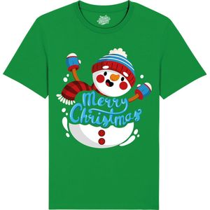 Sneeuwman - Foute kersttrui kerstcadeau - Dames / Heren / Unisex Kleding - Grappige Kerst, Oud en Nieuw en winter Outfit - T-Shirt - Unisex - Kelly Groen - Maat S