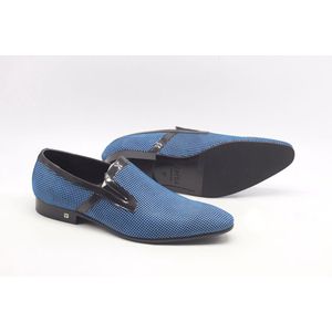 Zerba - Heren Instappers - Loafers - Maat 45 - Blauw - Leer Nubuck- Montella