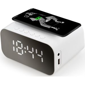 Simplyway - Digitale Wekkerradio - Wit - Met Radiofunctie en Draadloze Oplader