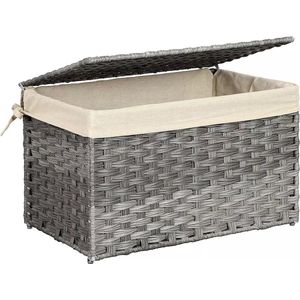 In And OutdoorMatch Wasmand met deksel Mavis - Met handvatten - Wasbox - Rechthoek - Wassorteerder - Rieten - 55x34x34cm