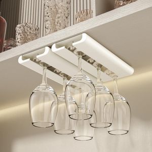 TheLau ® Stijlvolle Wijnkelder Glashouder Set voor Keuken en Bar Zonder Boren - Wit, 2 Stuks