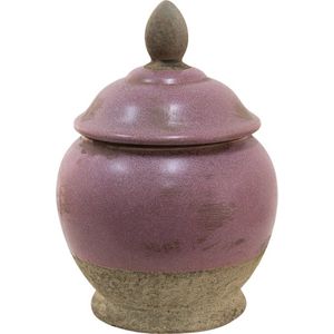 Voorraadpot Deksel Ø 19*26 cm Roze, Beige Keramiek Voorraadbus Bewaarpot Opbergpot