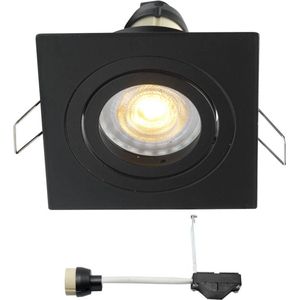 Coblux LED inbouwspot zwart - 4W / vierkant / dimbaar / kantelbaar / 230V / IP20 / downlights / plafondspots / spotjes / inbouwspots / woonkamer / spotlight / GU10 fitting / warmwit