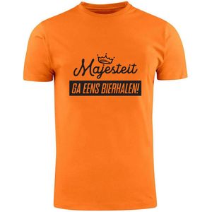 Majesteit ga eens bier halen! Oranje Dames T-shirt | Koningsdag | Koning | bier | Koningin | Grappig