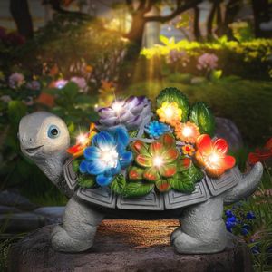 Schildpad Tuinbeeld met Zonne-LED Verlichting - Uniek Tuin- en Balkondecor voor Moederdag, Verjaardag en Feestdagen