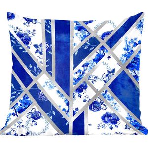 Sierkussens - Kussentjes Woonkamer - 45x45 cm - Delfts blauw - Patroon - Abstract