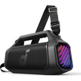 NEW soundcore Anker Boom 2 Plus Buitenluidspreker, bluetooth, 140 W, 2+2 kanalen, BassUp 2.0, 20 uur, snel opladen, IPX7-waterdicht, RGB-verlichting, USB-C, powerbank, voor kamperen, strand, tuin- Zwart