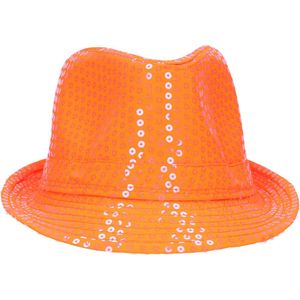 PartyXplosion Verkleed hoedje Koningsdag/Nederland sport supporters - oranje - volwassenen - pailletten glitters