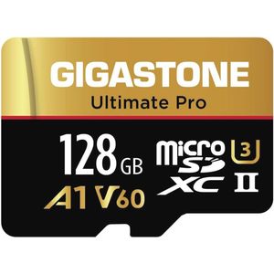 [5 jaar gratis gegevensherstel] Gigastone 128 GB Micro SD-kaart, Ultimate Pro, MicroSDXC-geheugenkaart voor camera, R/W tot 280/100 MB/s, UHS-II U3 A1 V60 C10, met adapter