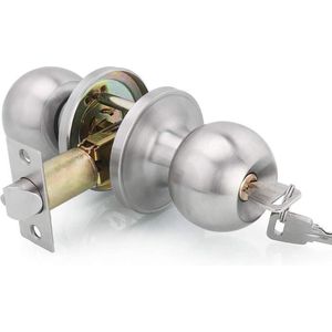 RVS Entracne Passage Deurklink Slot Knoppen Lockset - Sleutelvergrendeling - Koperen slotkern - Klinkmaat 60 / 70mm - Deurklink met Sleutel deurklink vergrendeling