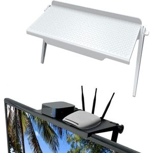 TVs Screen Top Storage Shelfs - Adjustable Monitors Storage Rack - Computer Desktop Display Stand - TVs Routers Storage Rack - Wit,Small Size