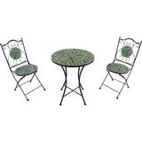 AXI Amélie 3-delige Mozaïek Bistro-set Bladeren Groen – Metalen frame met keramische tegel – Balkon-set 2 stoelen en tafel
