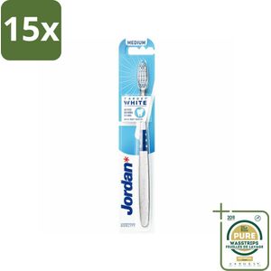 15 x Jordan - Tandenborstel - Target White - Medium - Grootverpakking - Tandenborstel - Witte Tanden - Tanden Reinigen - Tanden Witte - Tandenborstel Wit