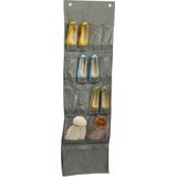 Relaxdays schoenenrek deur - 15 vakken - 158 x 47,5 x 5 cm - hangend - grijs-transparant