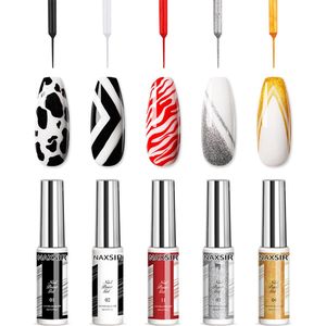 NAXSIR 5 Vibrante Kleuren Nail Line Drawing Gel Set | 5x8ml | Met Precisie Tekenpen | Professionele Kwaliteit | Ideaal voor DIY Nail Art & Lijnontwerpen | Eenvoudig te Gebruiken