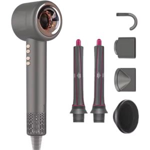 PureVolt Diffuser Föhn - Antraciet - Fohn met Diffuser - Krachtige Ionische Haardroger Krullen 110.000RPM - 6 Opzetstukken - Haardroger - Reisföhn - Hair Dryer - Krullen