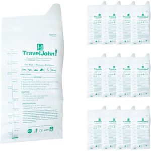 TravelJohn - Wegwerp Plaszak - 12 stuks - 800 ml - Lekvrij en Geurloos