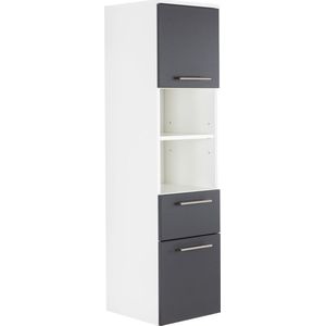 Badkamerkast Ivar Antraciet Wit - MDF - Breedte 35.2 cm - Hoogte 134.5 cm - Diepte 36.8 cm