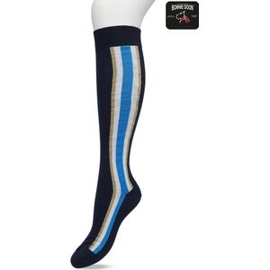 Bonnie Doon Dames Kniekousen Donker Blauw maat 36/42 - Knie Kousen - Streep - Bies - Print - Uitstekend draagcomfort - Sporty Stripe Knee Sock - Kniesokken - Zakt niet af - OEKO-TEX - Donkerblauw - Navy - BP221704.102