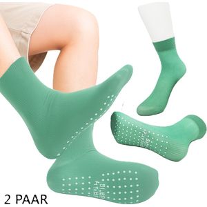2 Paar Antislip Sportsokken Groen – Ademend & Comfortabel – Yoga, Pilates en Indoor Fitness Sokken voor Jongeren en Volwassenen (Maat 35–41)