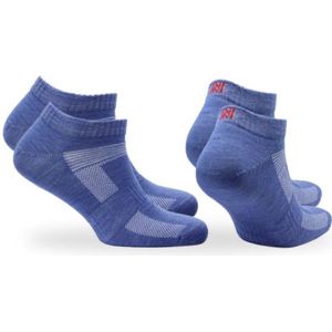 Norfolk - 2 paar - Wandelsokken - 43-46 - Anti Blaren - 60% Merino Wol enkelsokken met Snelle Vochtopname - Platte Teennaad - Enkelsokken Heren - Wollen Sokken - Blauw - Sheldon Low-cut