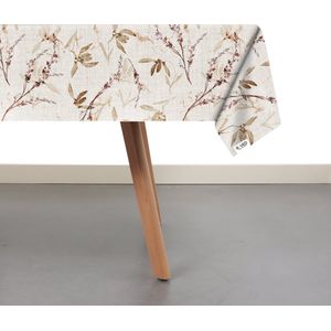 Raved Katoen Tafelzeil Bruine Takken  140 cm x  320 cm - Bloemen - Waterafstotend - Uitwasbaar