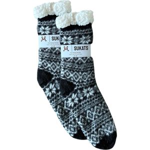BLACK FRIDAY - Sukats® Huissokken - Homesocks - Maat 36-41 - Dames Huissokken - Antislip Sokken - Fluffy Sokken - Slofsokken - Variant 6 - Meerdere Maten en Varianten - Verwarmde Sokken