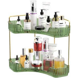 Unyqoos ® Stijlvolle Groene Schoonheidsorganizer voor Make-up en Cosmetica met Ruime Opslagmogelijkheden