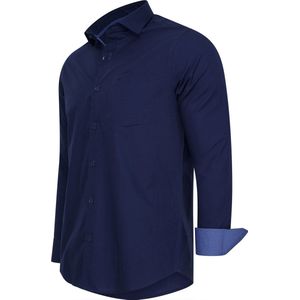 Cappuccino Italia - Heren Overhemden Overhemd Uni - Blauw - Maat S