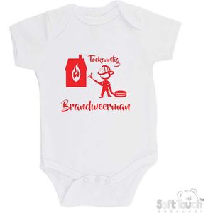 100% katoenen Romper ""Toekomstig brandweerman"" Brandweer Unisex Katoen Wit/rood Maat 56/62