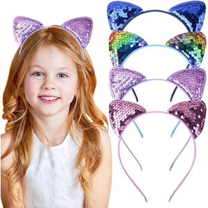 Kattenoren-hoofdbanden met Pailletten - Set van 4 - Voor Cosplay en Verjaardagsfeesten