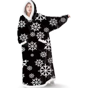 Hoodie deken Hoodie Deken Zwart met ster Premium - Extra lang - Hoodie Blanket - Fleece Deken Met Mouwen - Deken Met Mouwen Voor Volwassenen - Kerstcadeau - Voor Mannen - Voor Vrouwen - Kerst Cadeau Voor Man - Vrouw - Tot aan de enkels