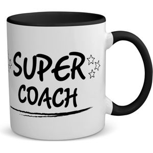 Akyol - super coach koffiemok - theemok - zwart - Coach - een coach - sport - verjaardagscadeau - klein cadeautje - kado - gift - 350 ML inhoud