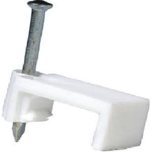 Profile kabel clips (Nagelklem), wit met nagel 3 x 1,5 mm² 50 stuks