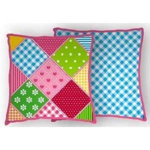 lief! Sierkussen Patchwork Girls - Multi kleuren - 45 x 45 cm