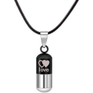 Fako Bijoux® - Ketting Ashanger / Assieraad - Love - Zwart