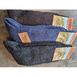 3 Paar Wollen Sokken - Maat 44-47 - Wintersokken - Wandelsokken - Vrijetijdssokken - Huissokken