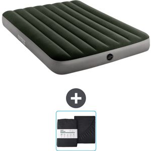 Intex Luchtbed - Twijfelaar - 137 x 191 x 25 cm - Groen - Inclusief en Hoeslaken
