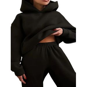 Bovista Joggingpak Dames - Huispak - Trainingspak - Volwassenen - Capuchon - Jogging Pak - Joggingbroeken - Broek - Hoodie - Zwart - Maat S