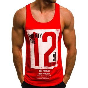 Tanktop heren fitness spiershirt mouwloos rood XL