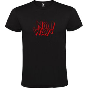 Zwart t-shirt tekst met ''NO WAY'  print Rood  size XL